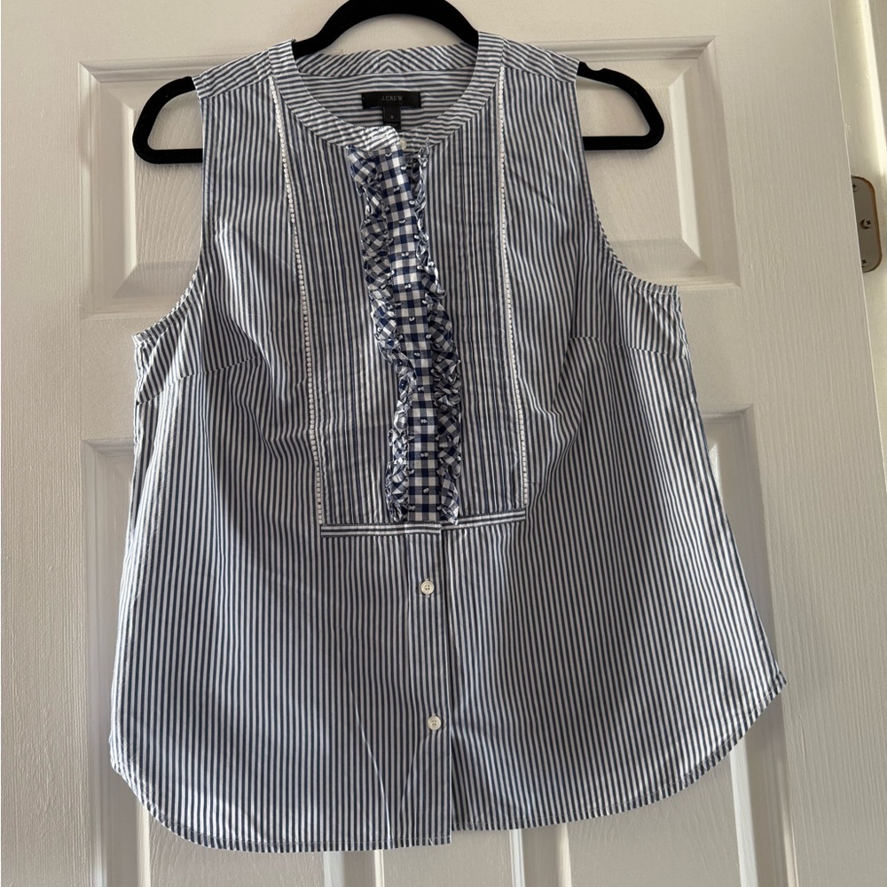 J. Crew Blue and White Striped Blouse - Picture 2 of 4